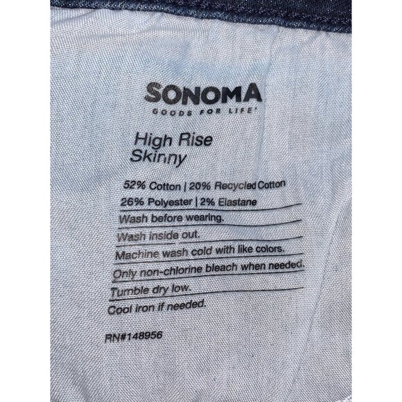Sonoma Womens High-Rise Dark Wash Skinny Jeans  With Pockets Size 8 Petite - Picture 9 of 13